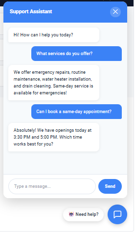 AI chatbot helping convert a visitor